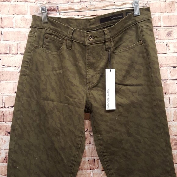 Calvin Klein Jeans Ultimate Skinny Camo Print Stretch Jeans Size 31/12 - Picture 2 of 15